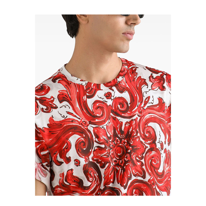 MAYFEYR - Dolce & Gabbana - Majolica-Print Cotton T-Shirt - G8PN9TII7KO