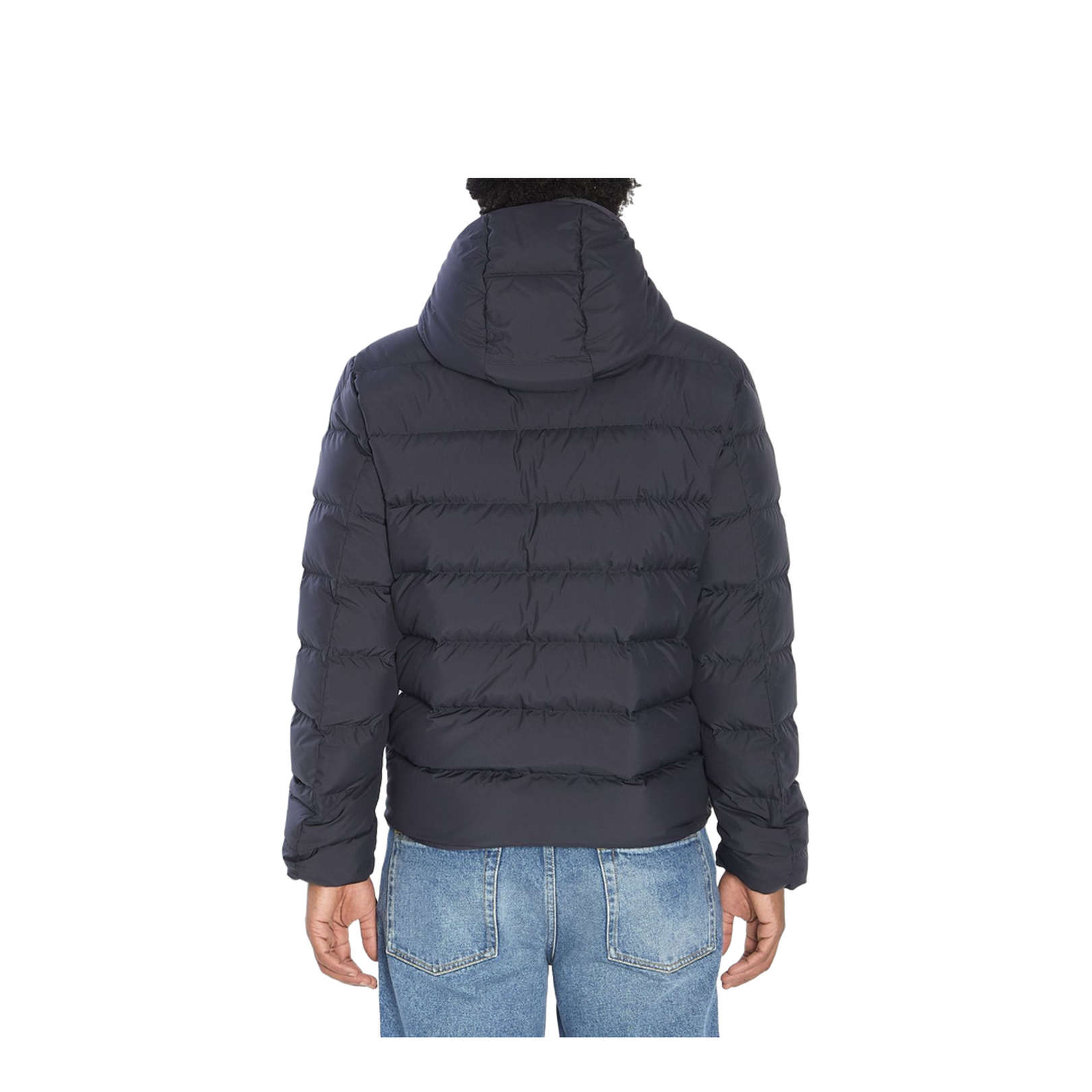 Navy Blue Hooded Short Down Jacket