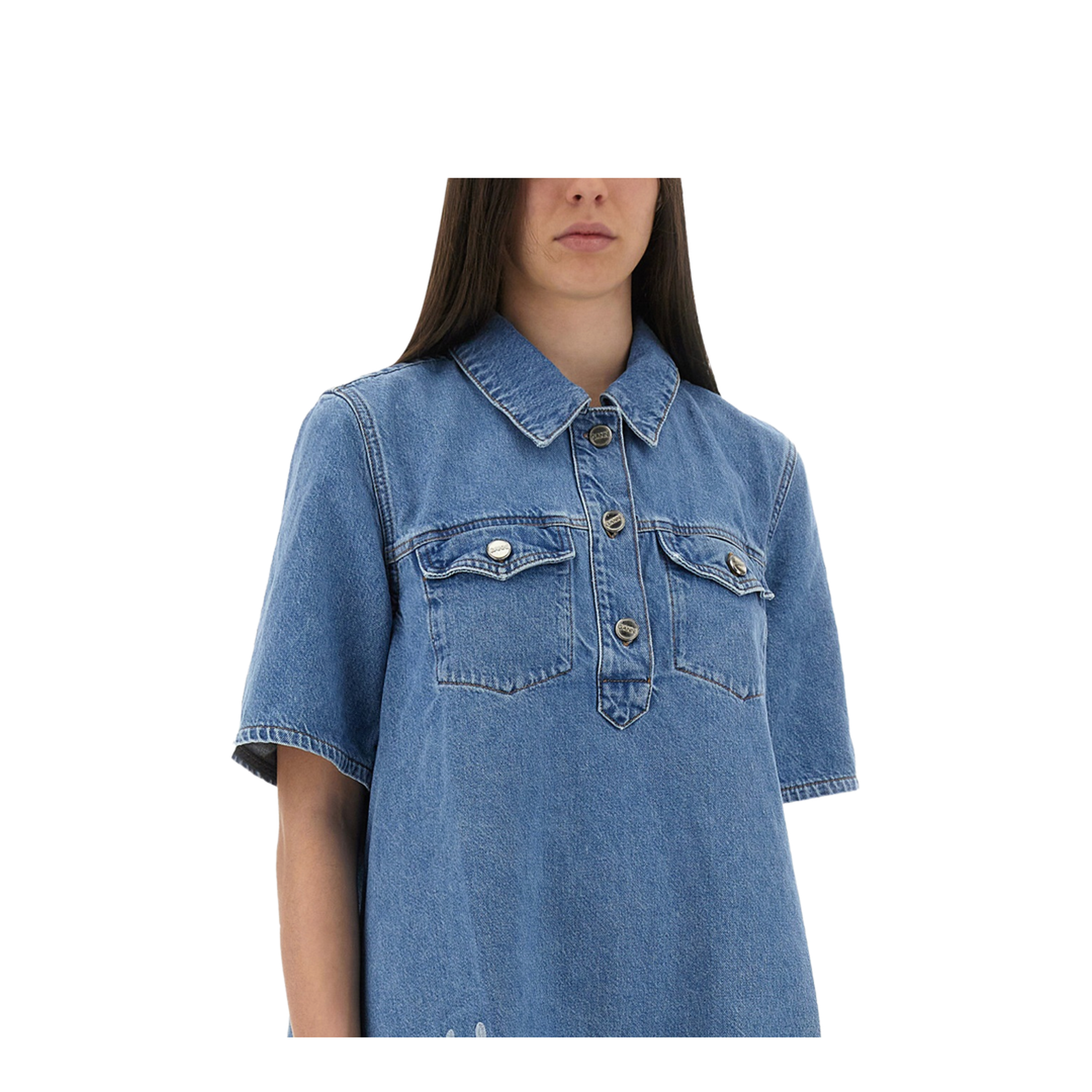 Mini Dress with Sangallo Embroidery