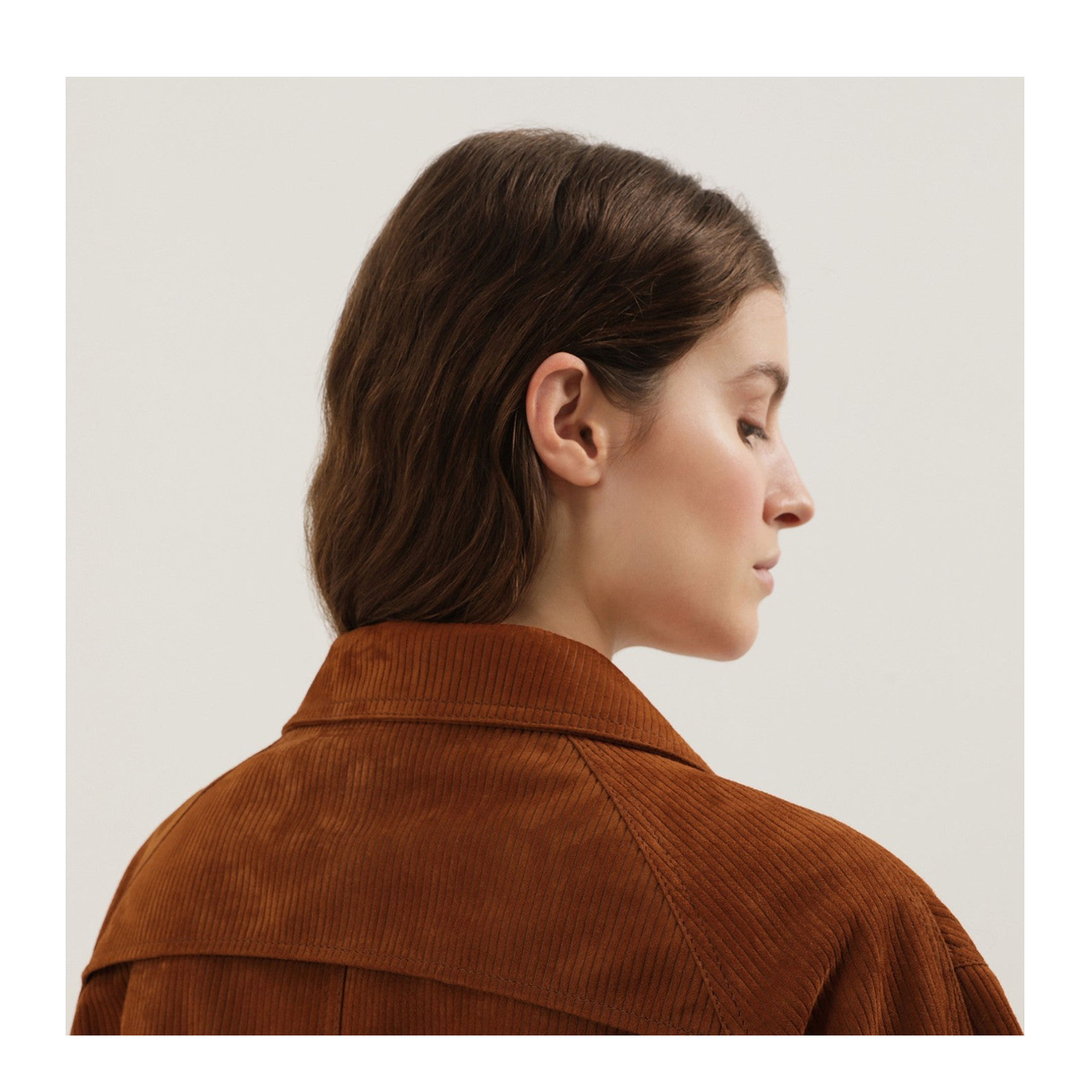 MAYFEYR - 1989 STUDIO - Brown Corduroy Leather Mackintosh Coat - F04WLB006LEA0012400