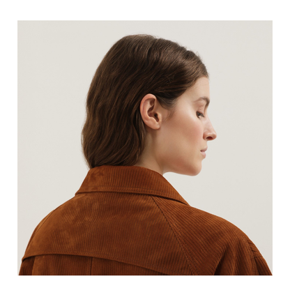 MAYFEYR - 1989 STUDIO - Brown Corduroy Leather Mackintosh Coat - F04WLB006LEA0012400