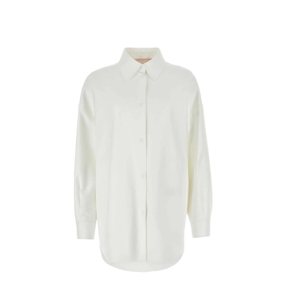 White Cotton Blend Oversize Shirt