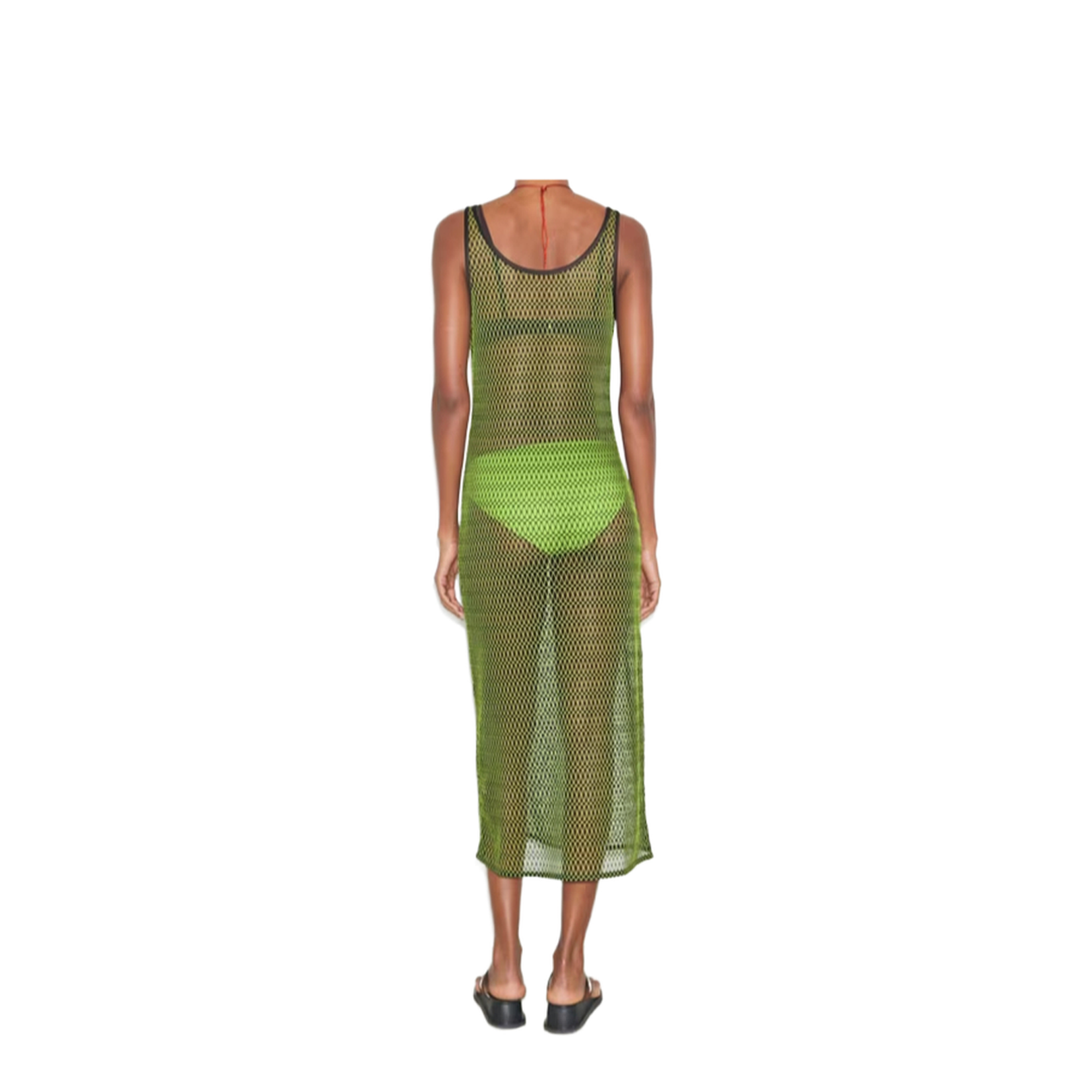 Green Lime Mesh Midi Dress
