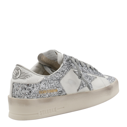 Stardan Sneakers in White and Silver Glitter