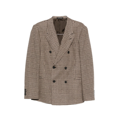 Brown Houndstooth Double Breasted Jacket