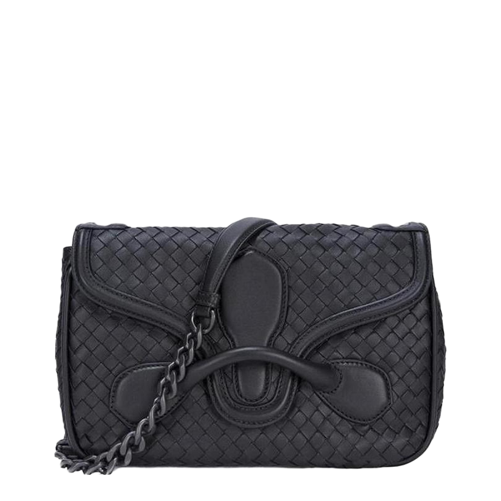 Intrecciato Leather Shoulder Bags - Black