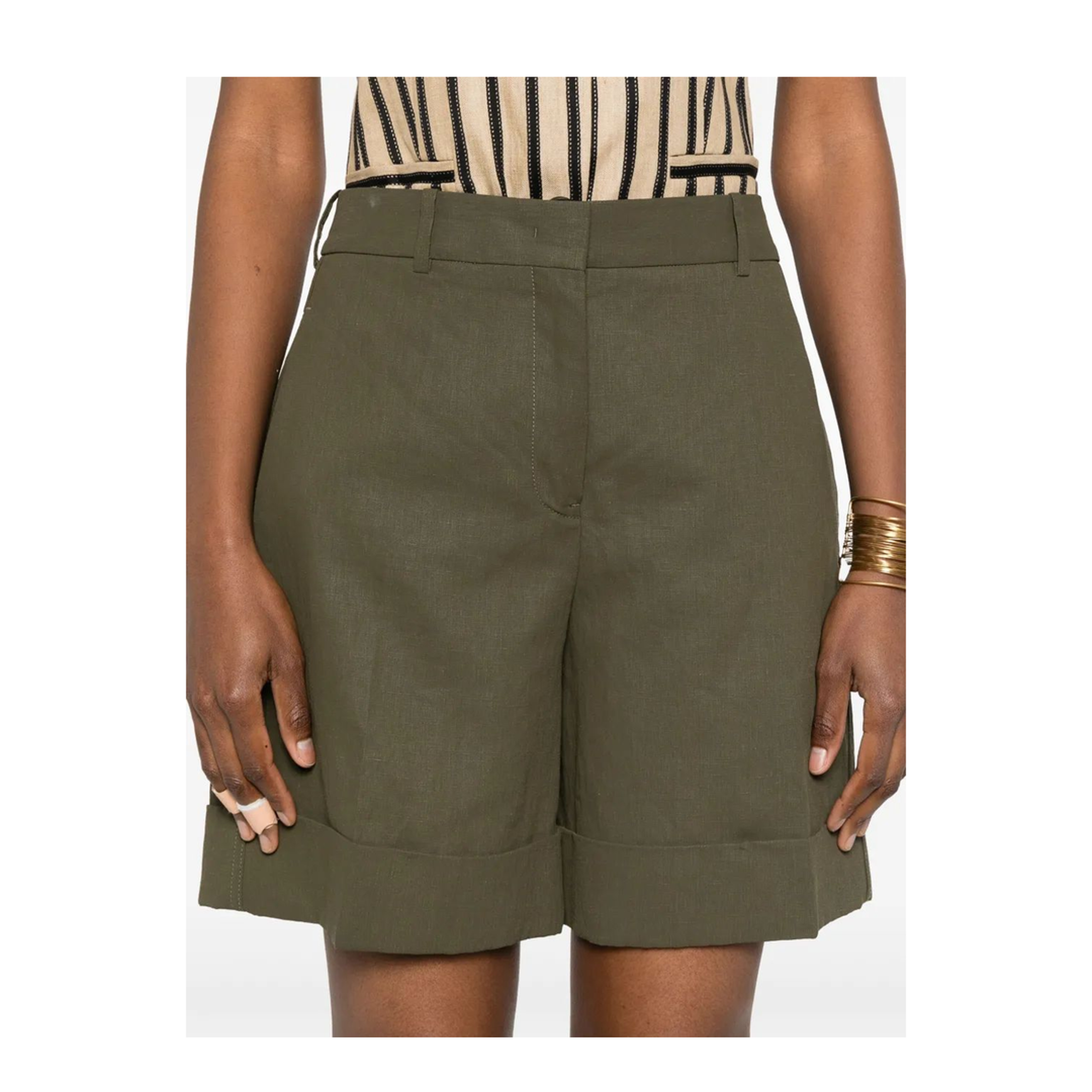 Green Linen Shorts