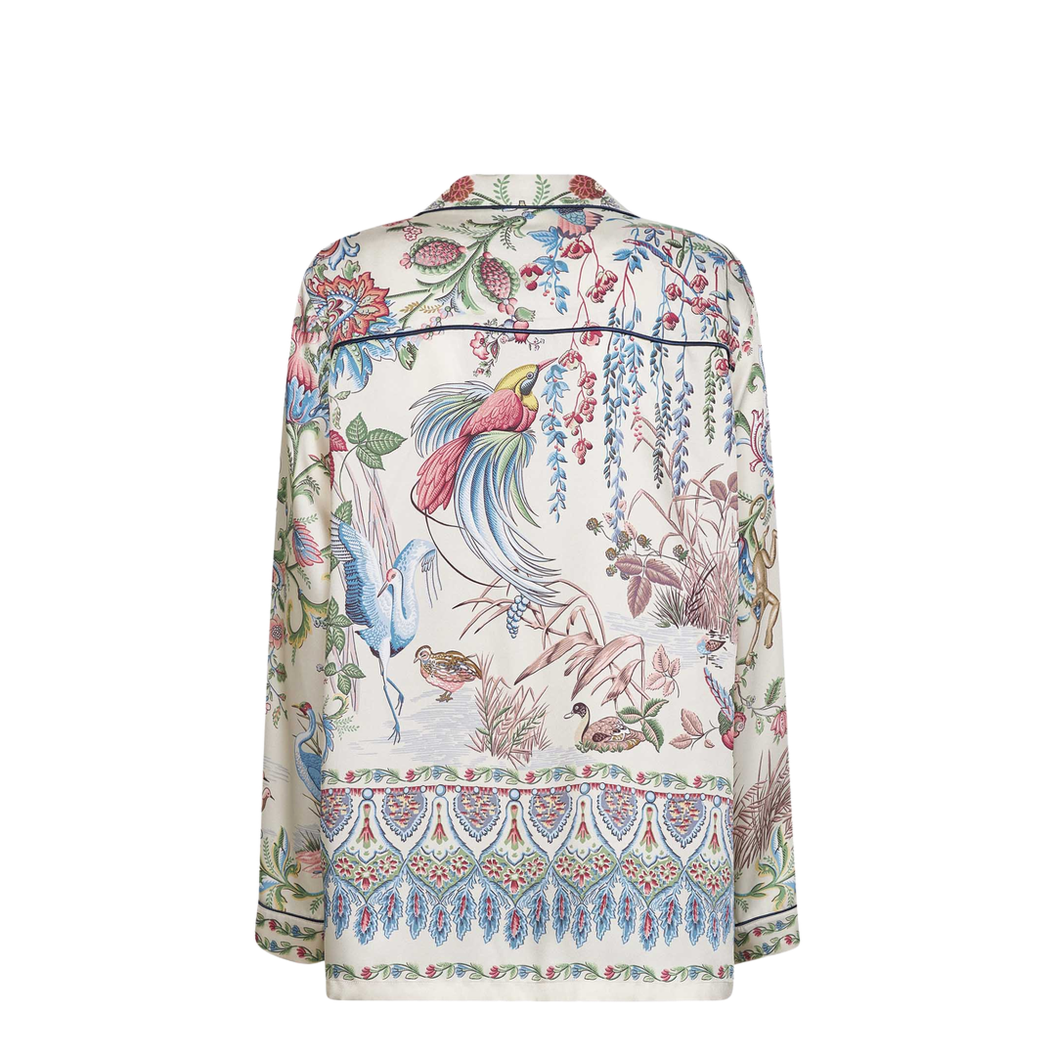 Placed Flora and Fauna Print Twill Shirt