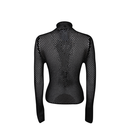 Open-knit Turtleneck - Black
