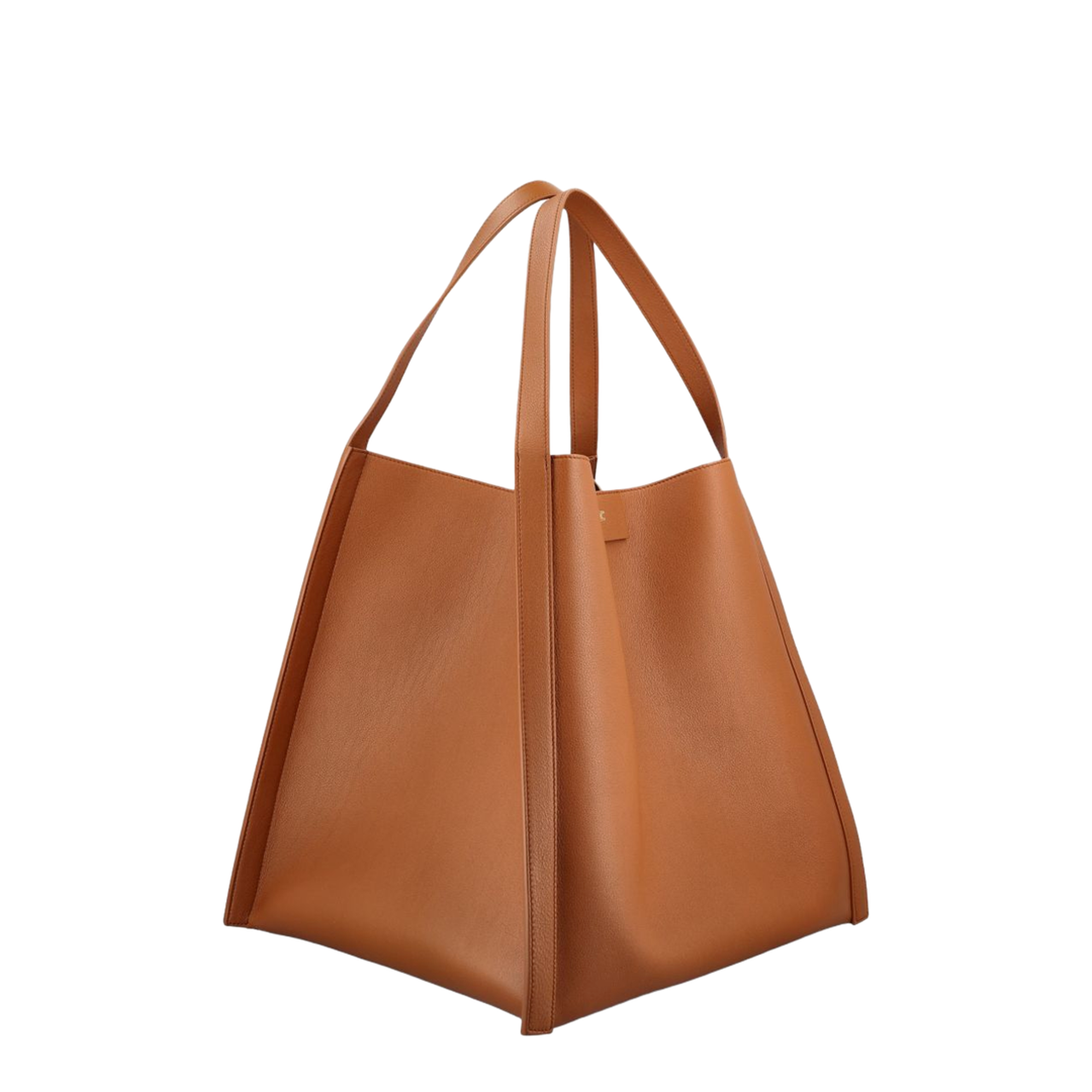 Double Cube Leather Handbag - Brown