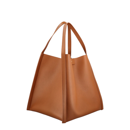 Double Cube Leather Handbag - Brown