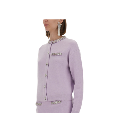 MAYFEYR - Self Portrait - Knitted Cardigan With Crystals - PF25085CLLILAC
