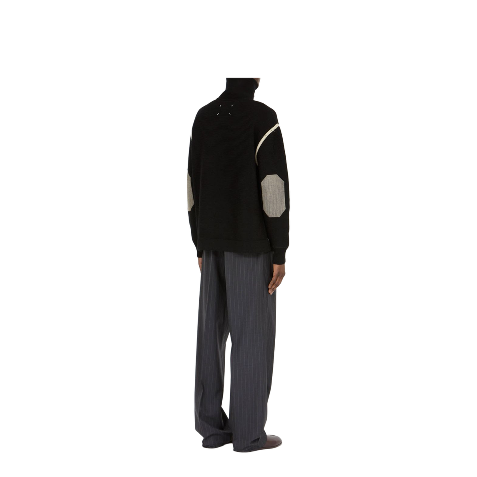 Black Ribbed Knit Half Zip Sweater