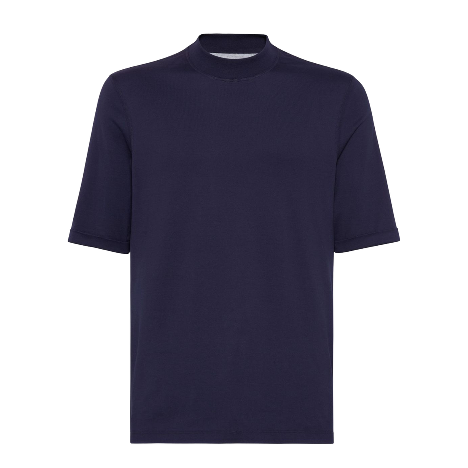 Mock Neck Cotton T-Shirt