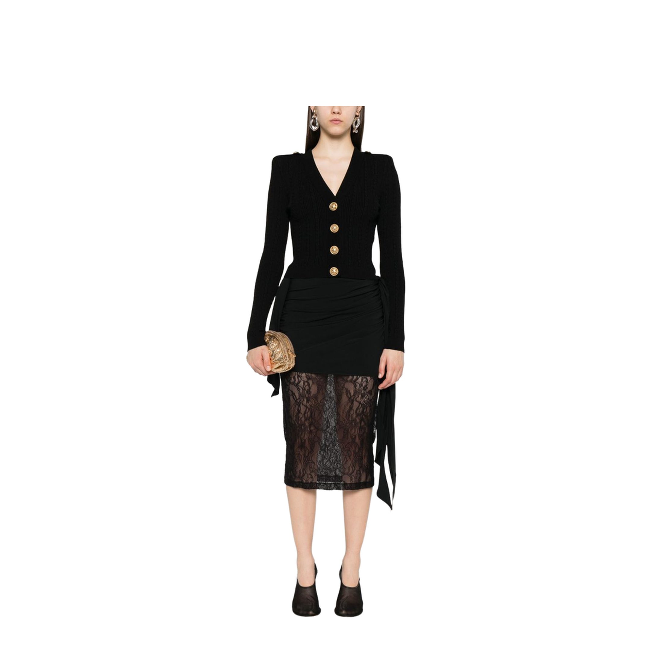 V-necked cardigan