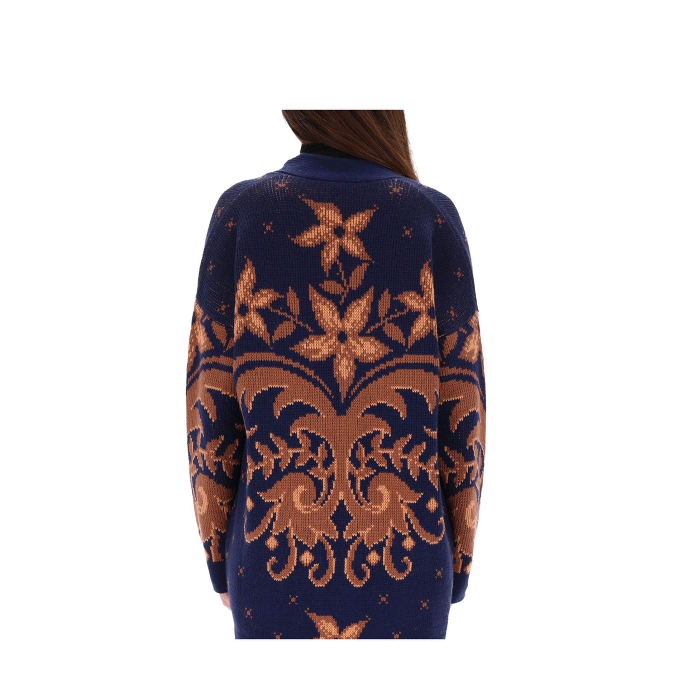 V-Neck Wool Jacquard Cardigan