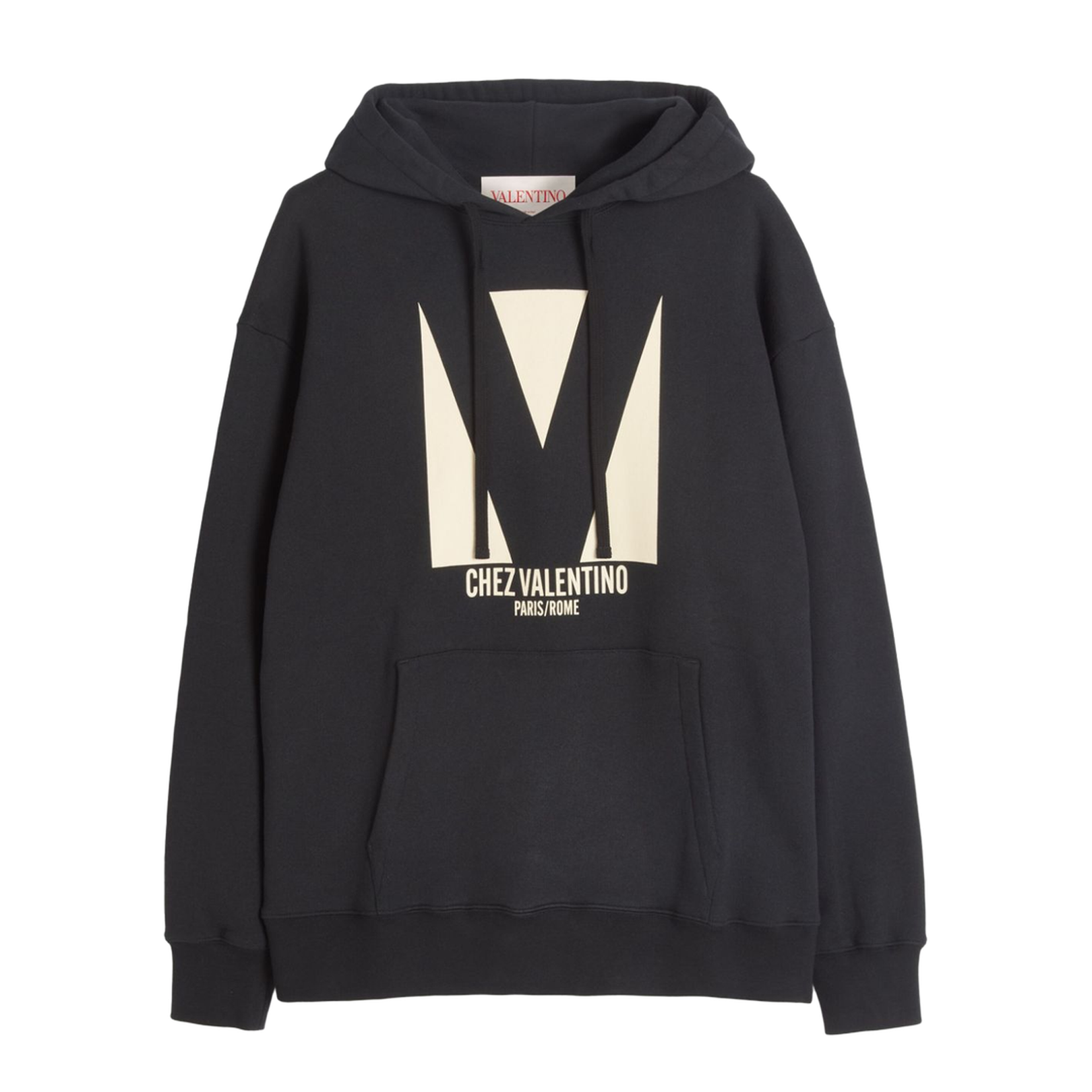 Black Cotton Drawstring Hoodie
