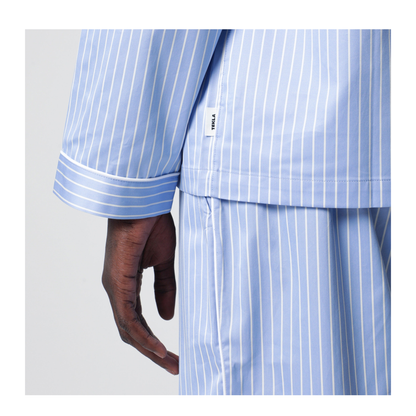 MAYFEYR - Tekla - Light Blue Pajama Shirt With White Stripes - ST-SHIRT-LS-407COPS