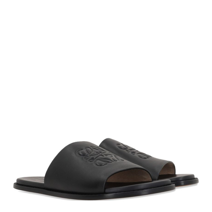 Flex Anagram Slide in Soft Calfskin Black