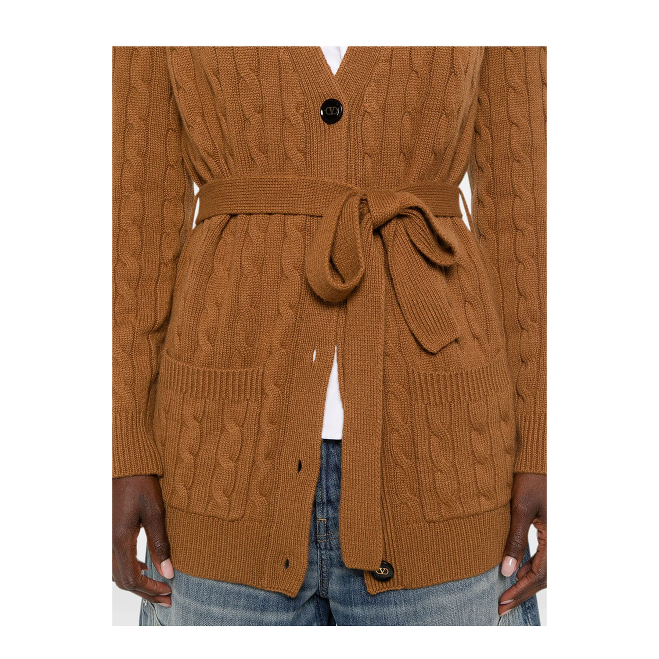 MAYFEYR - Valentino - Cable-Knit Belted Cashmere Cardigan - BKA16DAB9