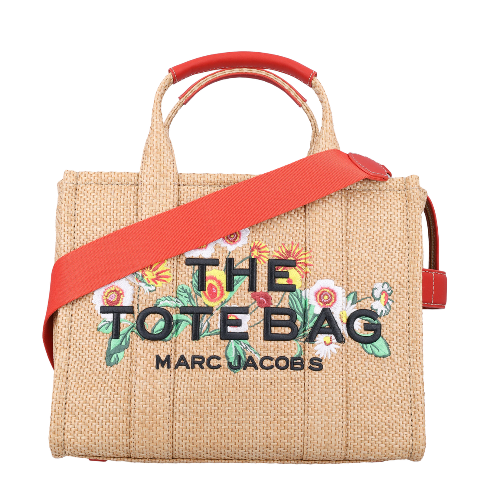 The Medium Tote Embroidery Daisy Raffia