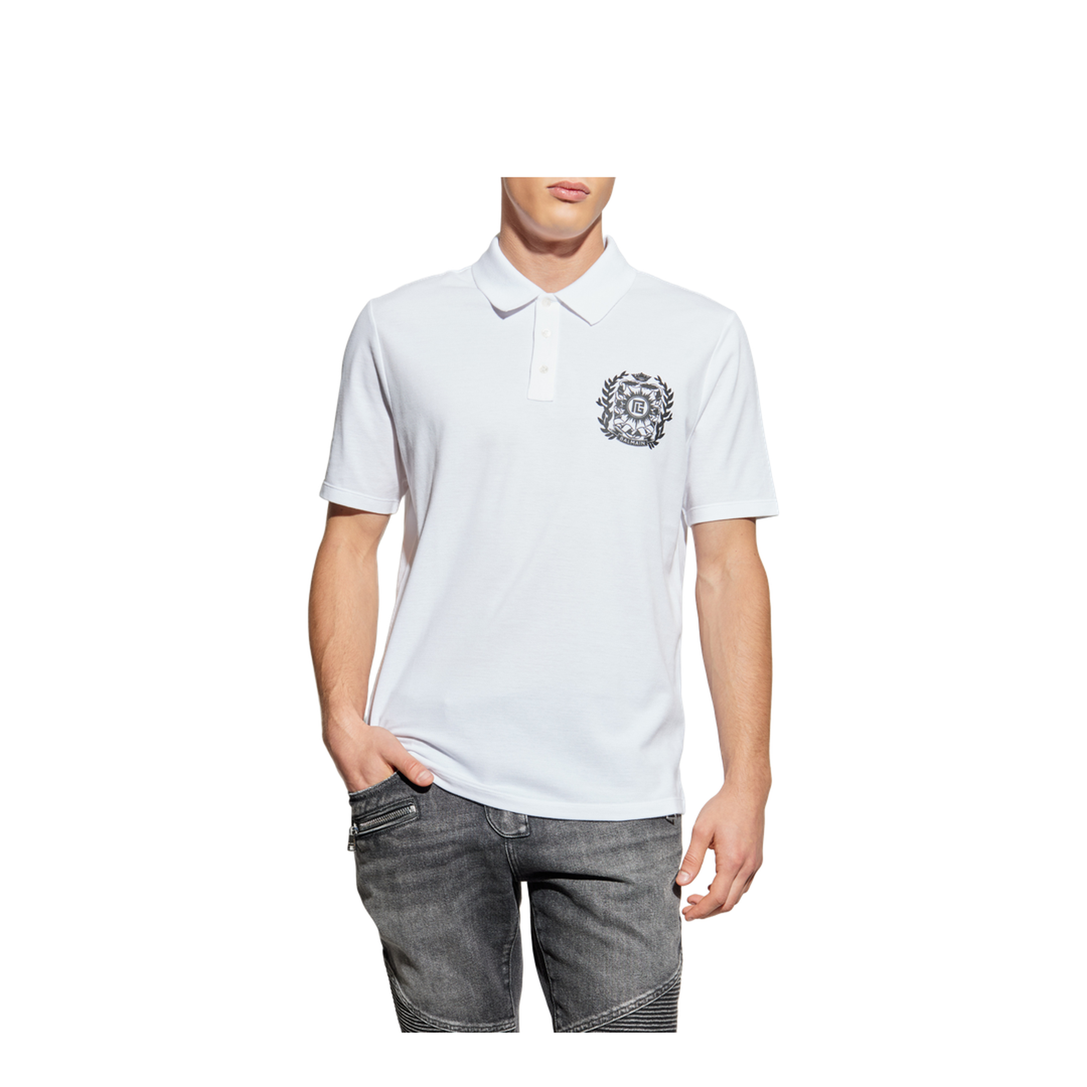 Cotton Polo Écusson Print T-shirt White
