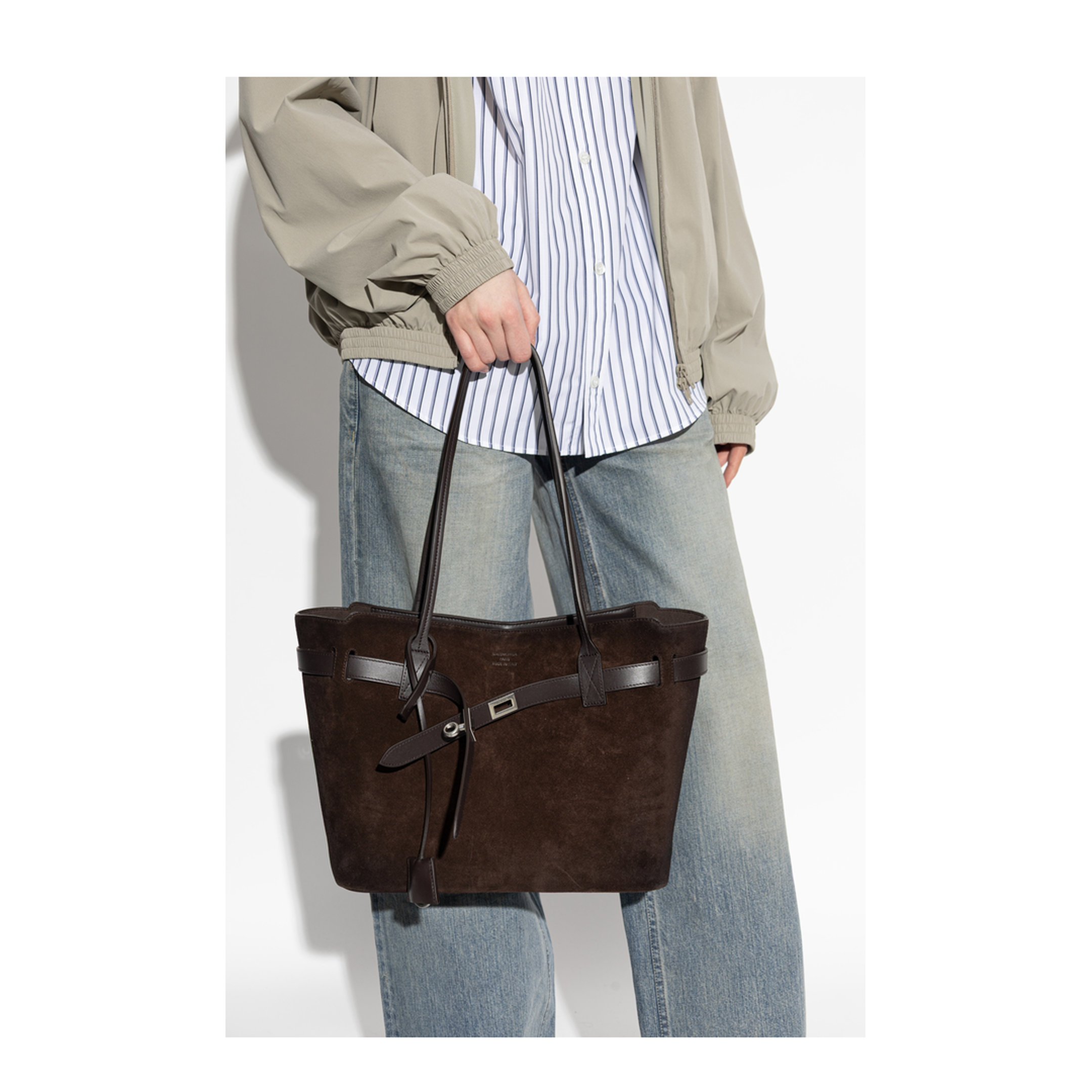 Dark Brown Suede Medium Bel Air Shopping Bag