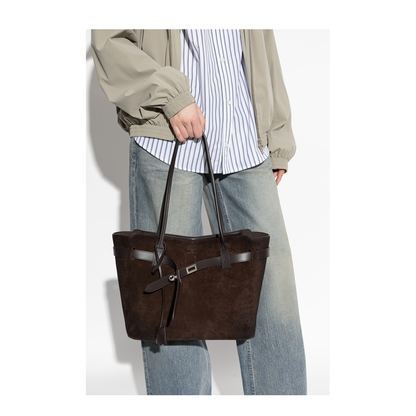 Dark Brown Suede Medium Bel Air Shopping Bag