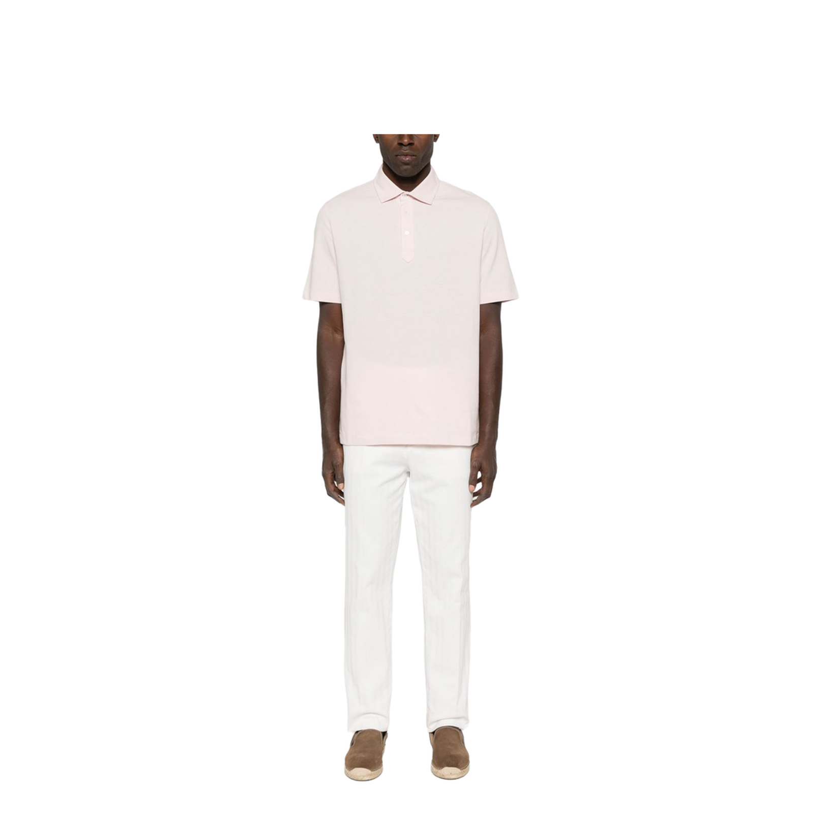 Light Pink Front Button Placket Polo