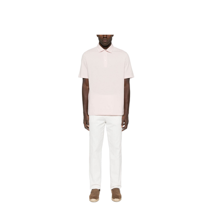 Light Pink Front Button Placket Polo