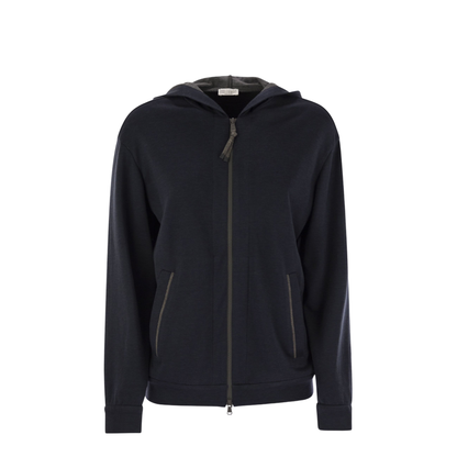 Cotton and Silk Interlock Hooded Topwear