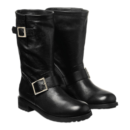 MAYFEYR - Jimmy Choo - Biker Mid Leather Ankle Boots - BIKERMIDBKLBLACK