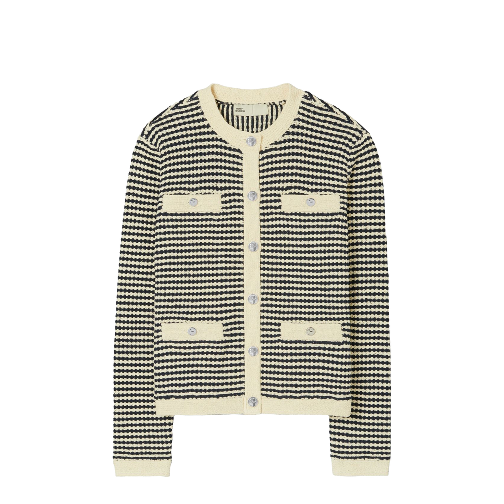 Kendra Contrasting-trim Striped Cardigan