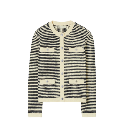 Kendra Contrasting-trim Striped Cardigan