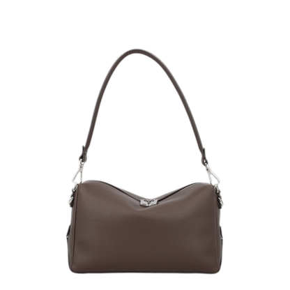 Lui Medium Leather Shoulder Bag - Chocolate brown