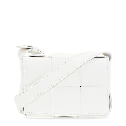 Cassette Mini Leather Crossbody Bags - White