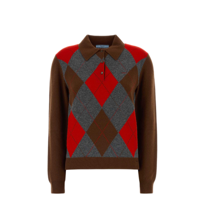Argyle Knit Polo Sweater