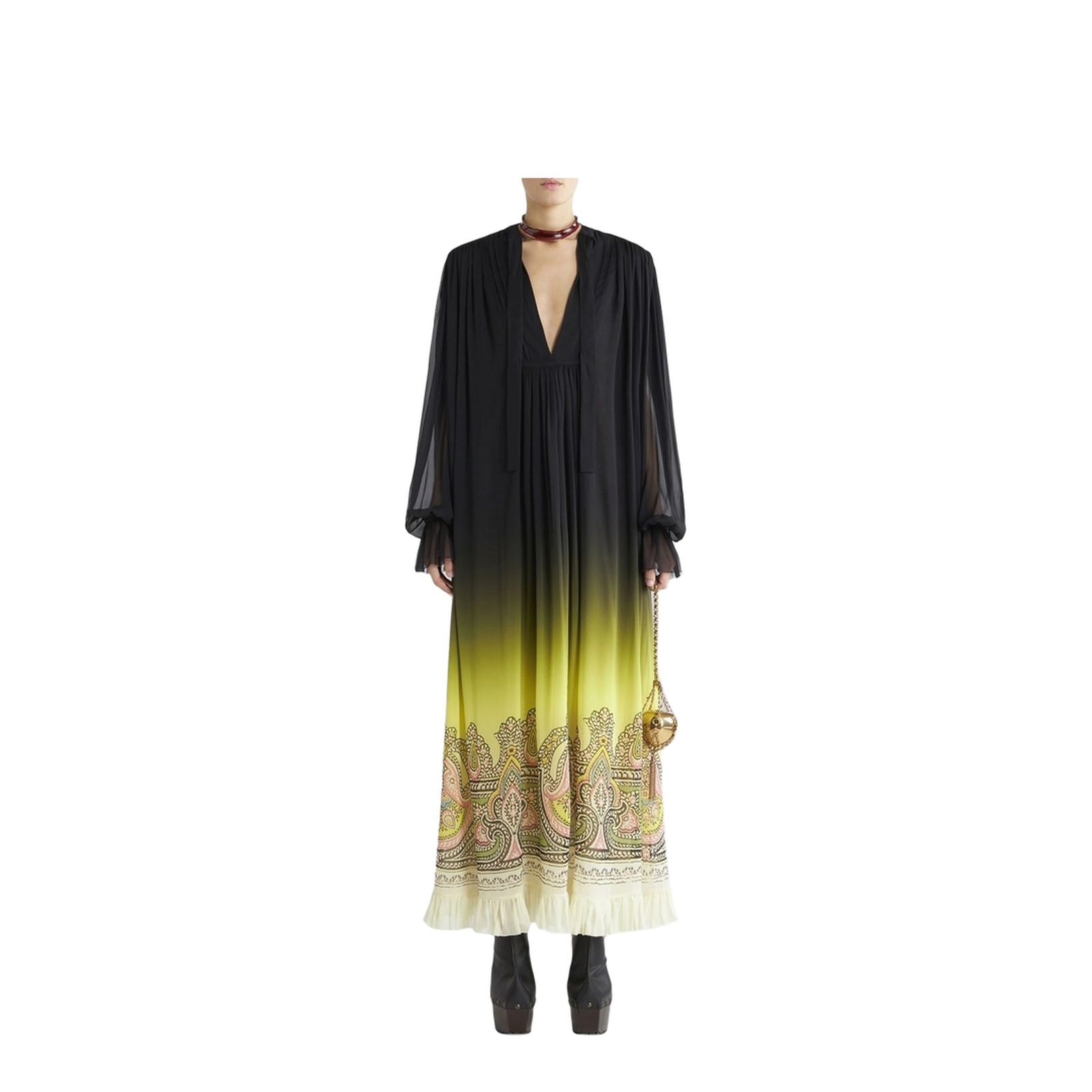 Gradient Effect Paisley-Print Silk Dress