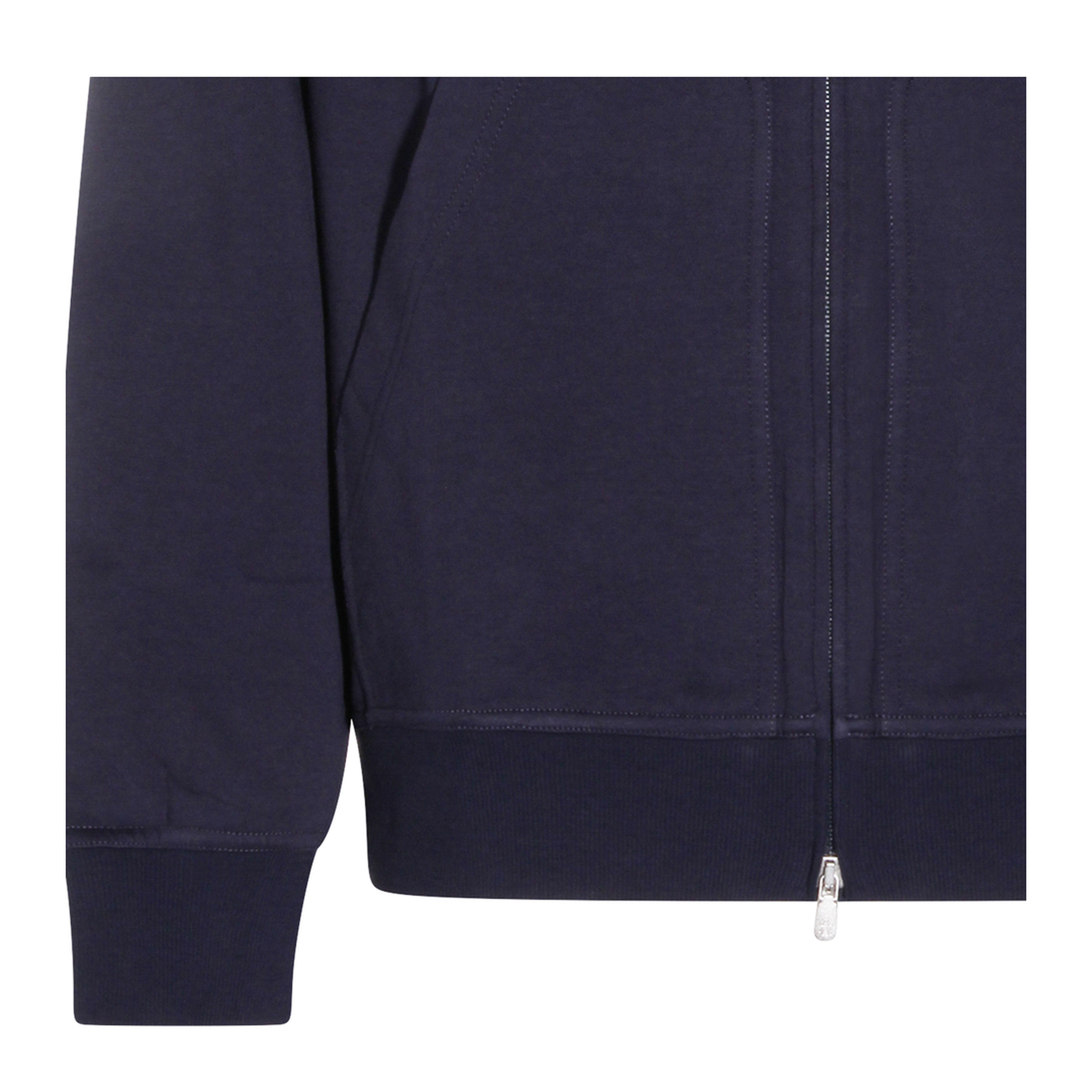 Zipped Cotton Fleece Sweater Blue