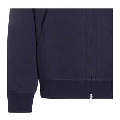 Zipped Cotton Fleece Sweater Blue