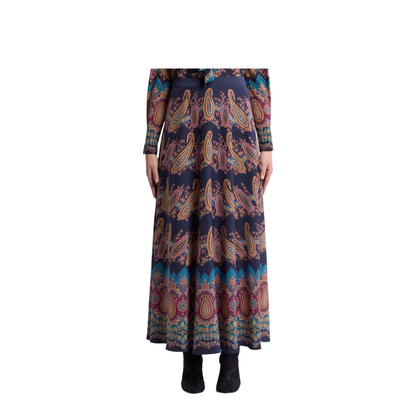 Silk Skirt with Placed Print