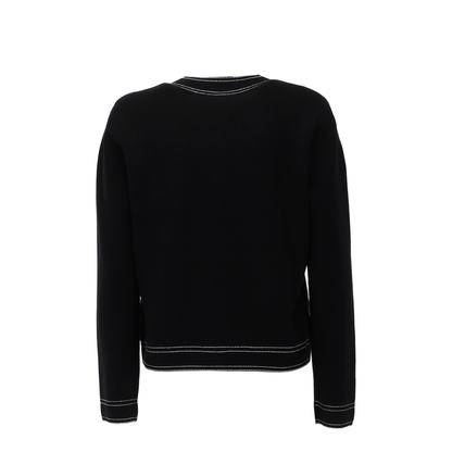 Wool Cardigan Contrast Stitching