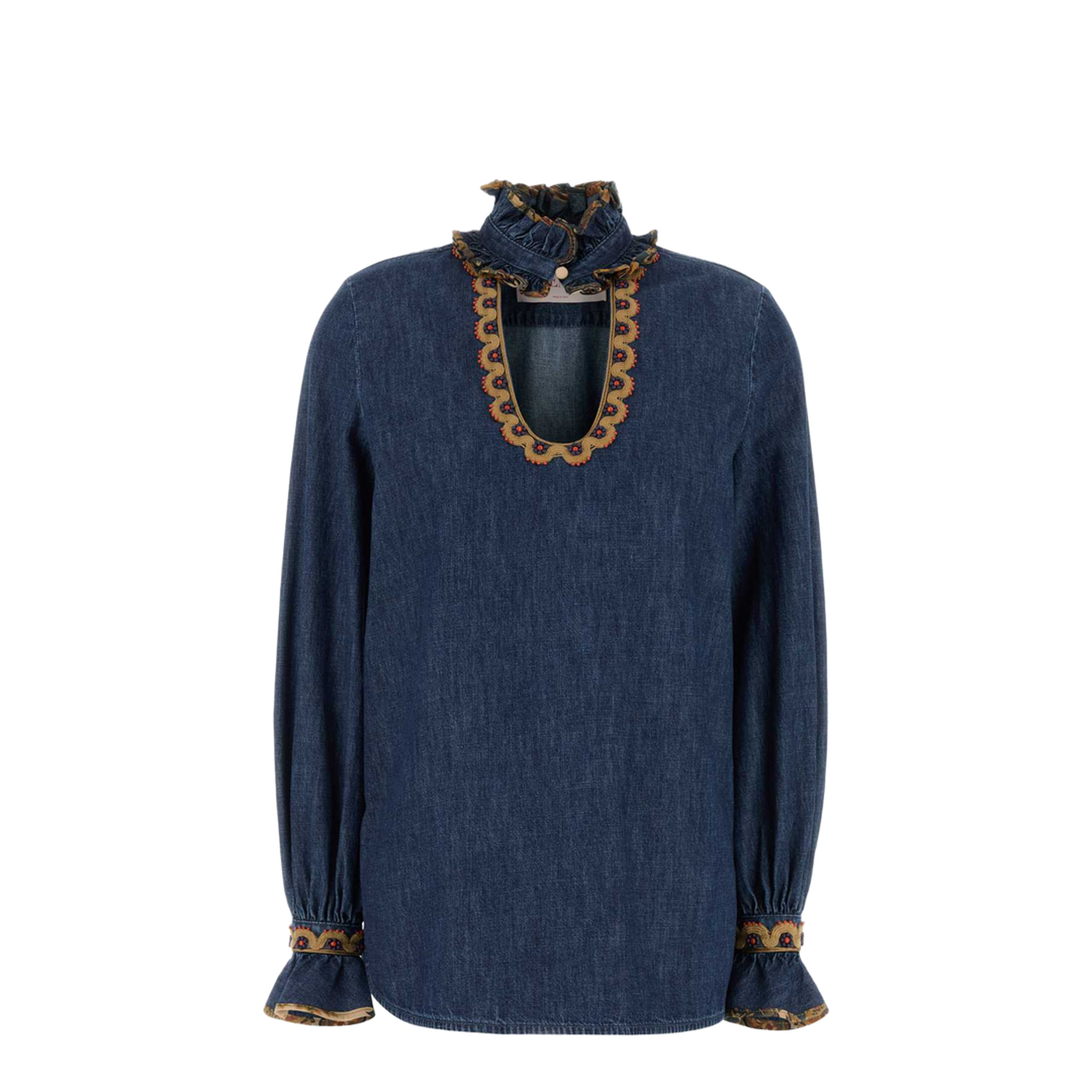 Chambray Denim Embroidered Top