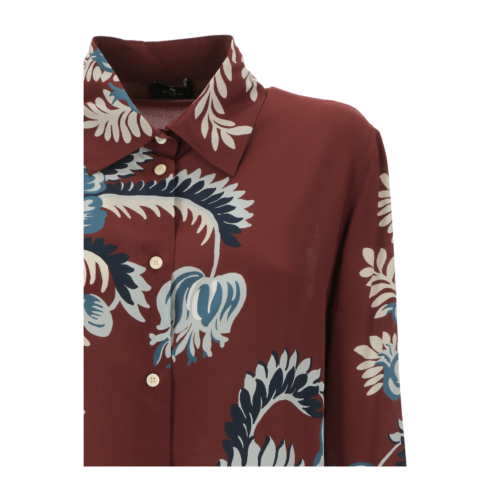 Floral-printed Curved Hem Shirt