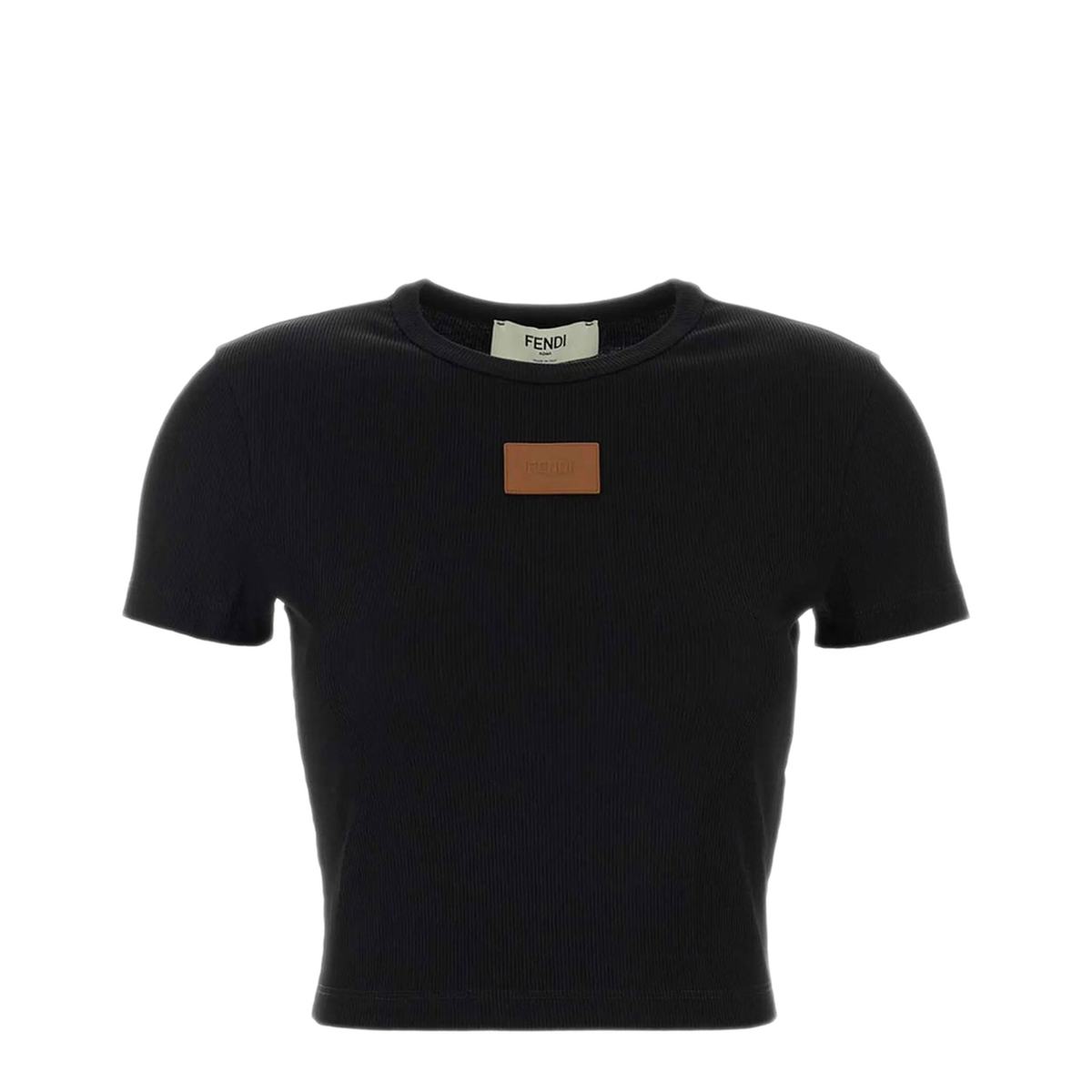 Black Cotton T-Shirt With Logo Patch
