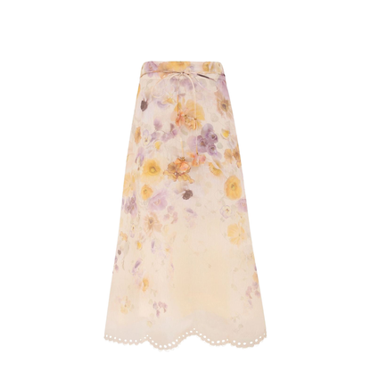 Printed Linen Blend Memento Skirt