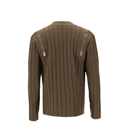 Ribbed Zip-Detail Jumper