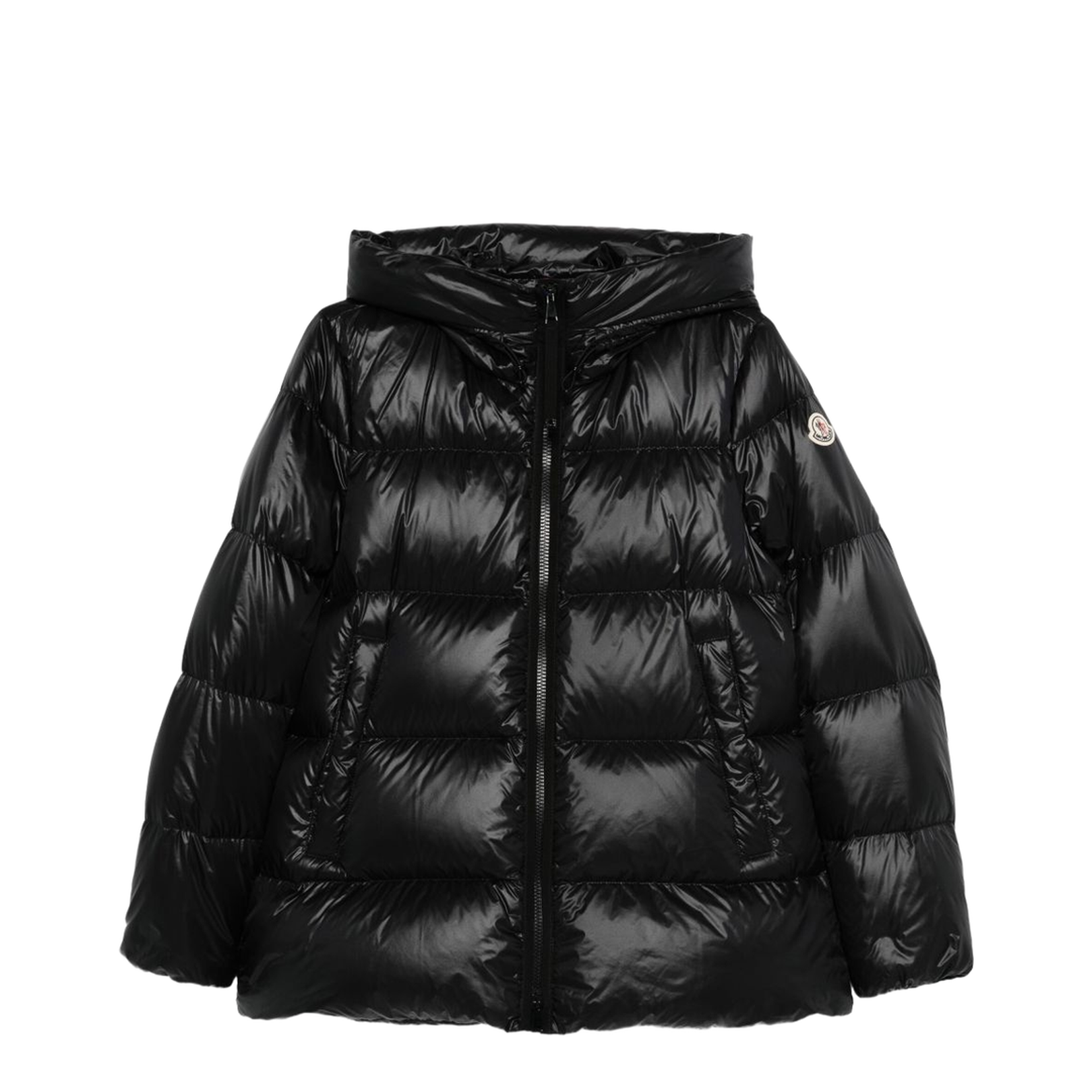 Black Serittes Hooded Short Down Jacket