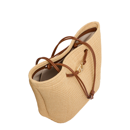 Golden Leather Bag with Sequins and Crystals