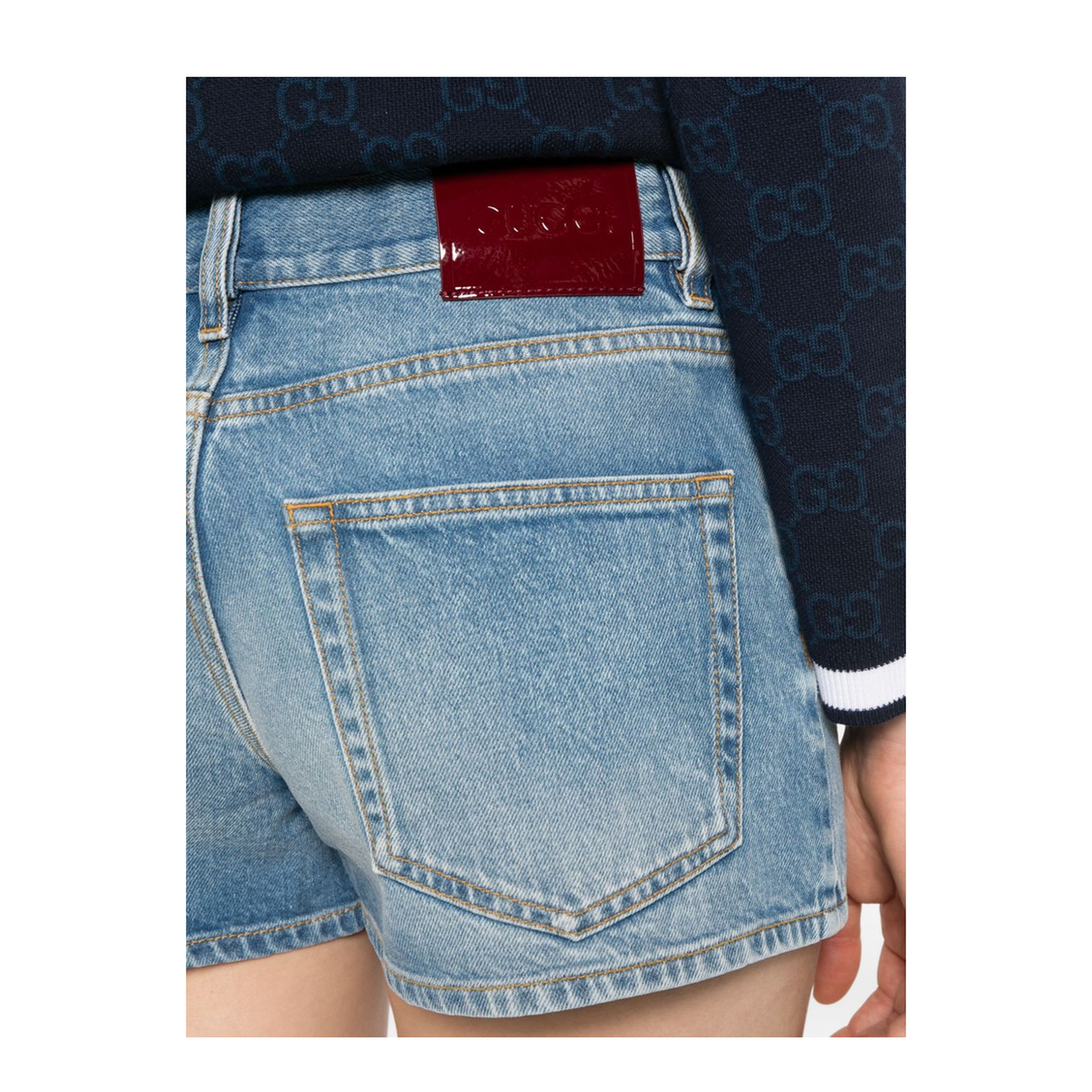 Stonewashed Denim Shorts in Light Blue
